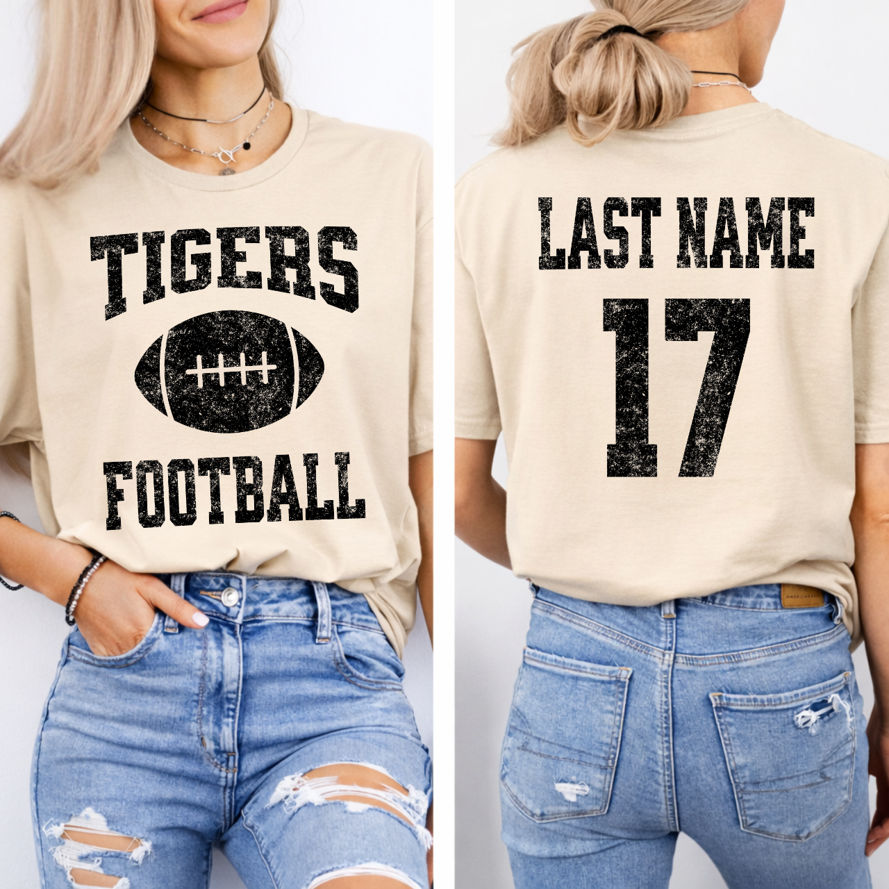 Tipton Tigers Personalized Number and Name Football Tee (black)
