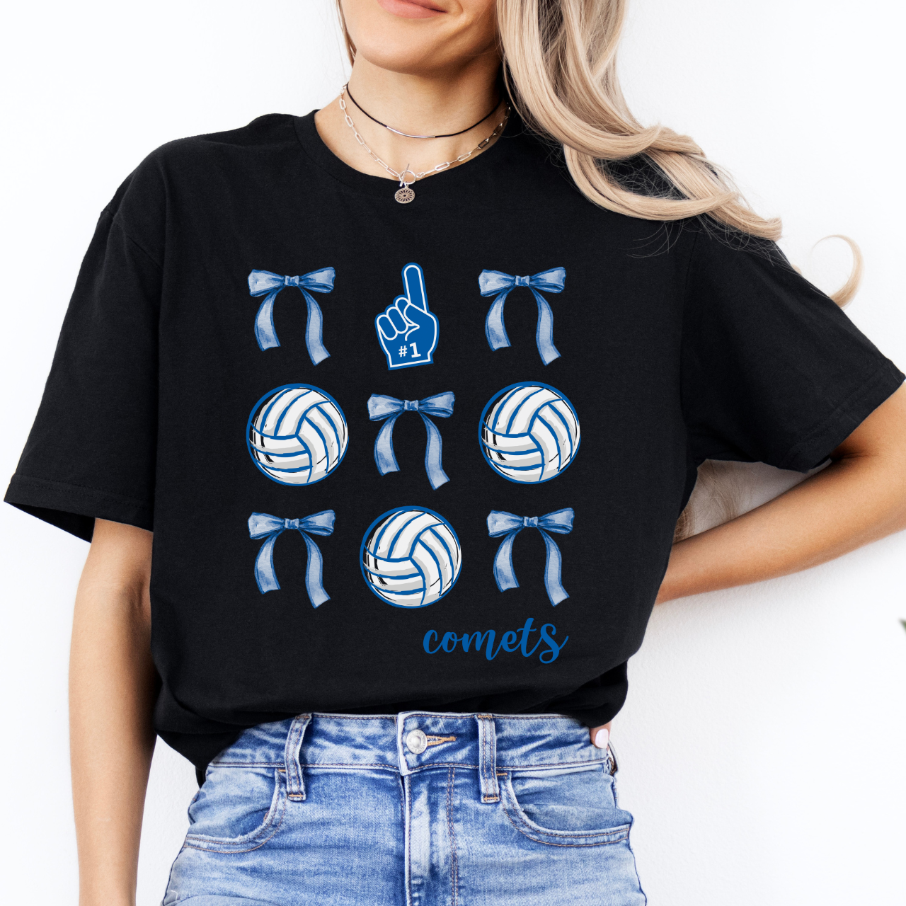 West Liberty Comets Volleyballs and Bows Tee