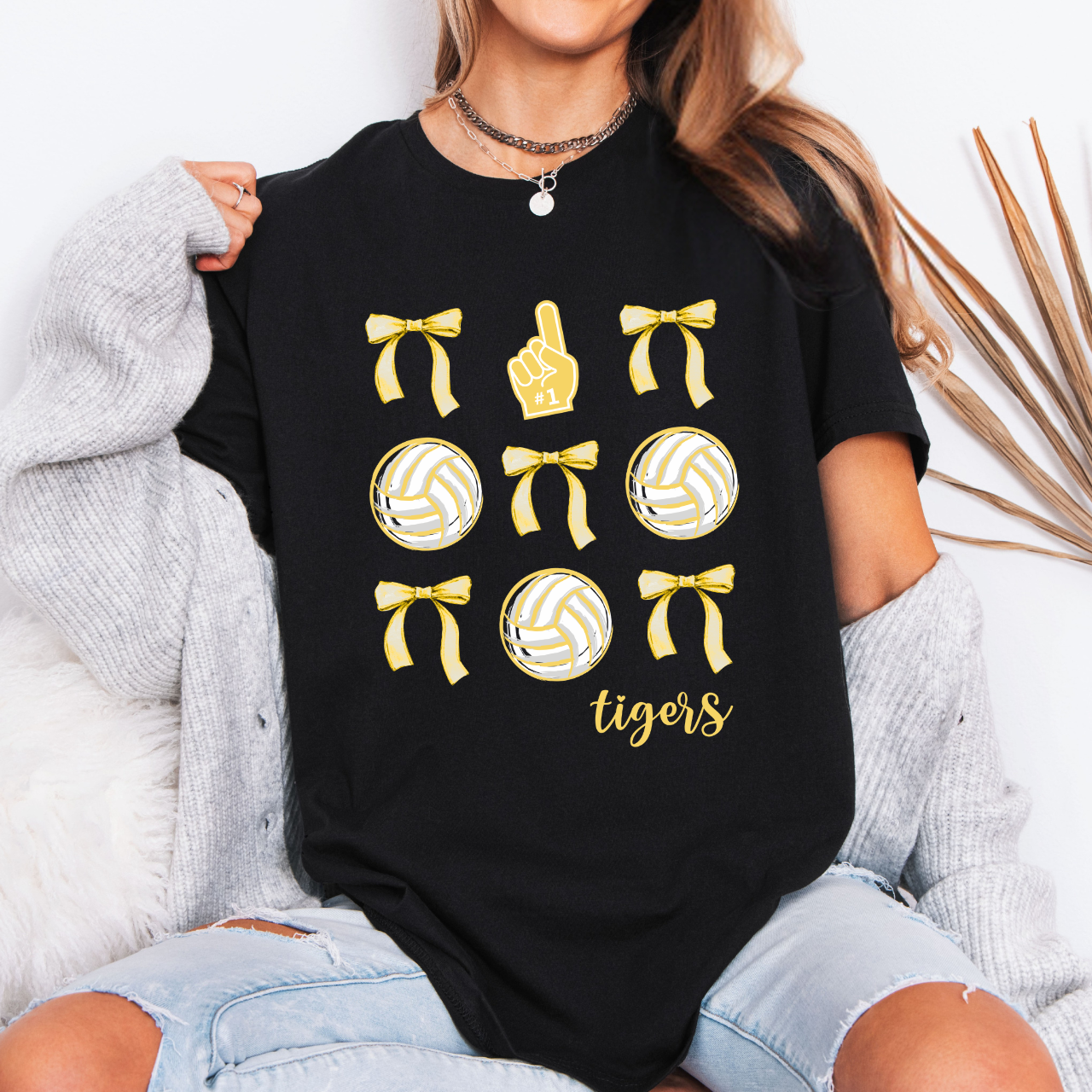 Tipton Tigers Volleyballs and Bows Tee
