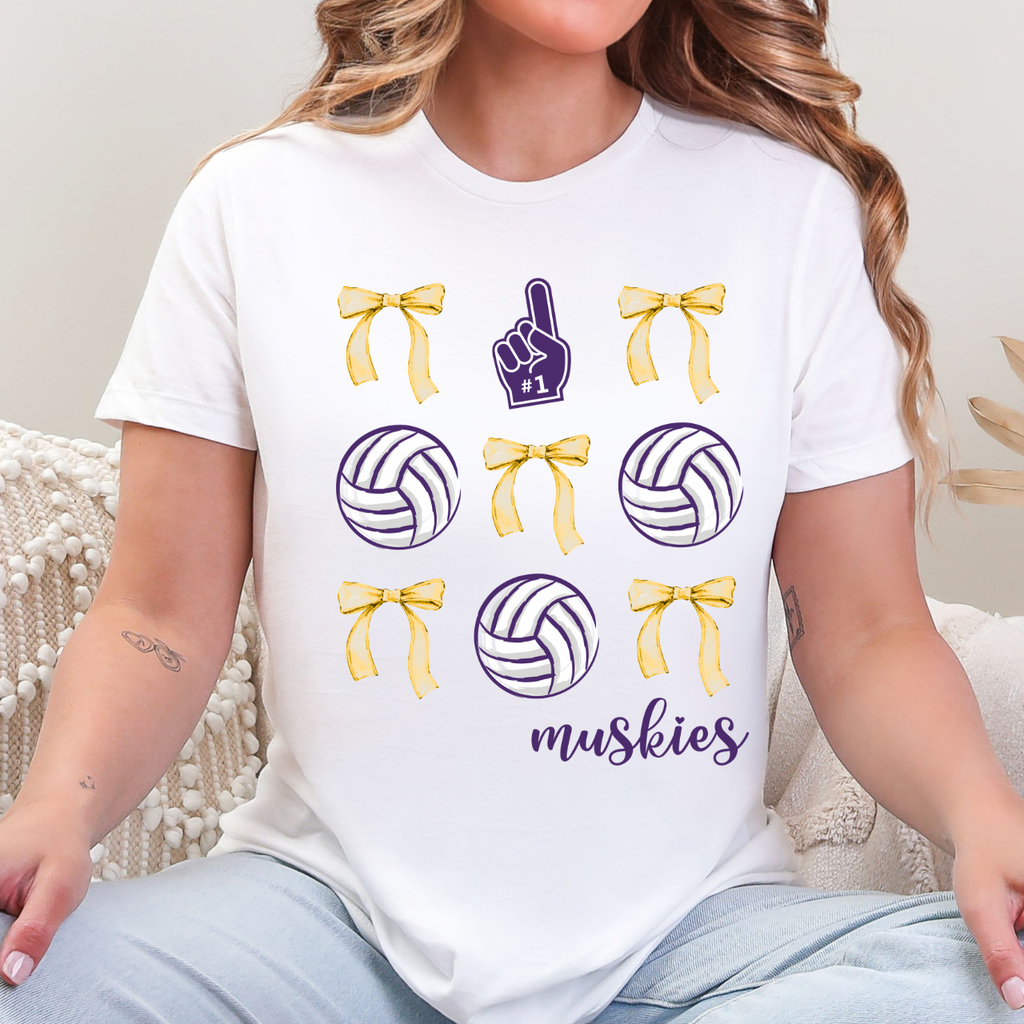 Muscatine Muskies Volleyballs and Bows Tees