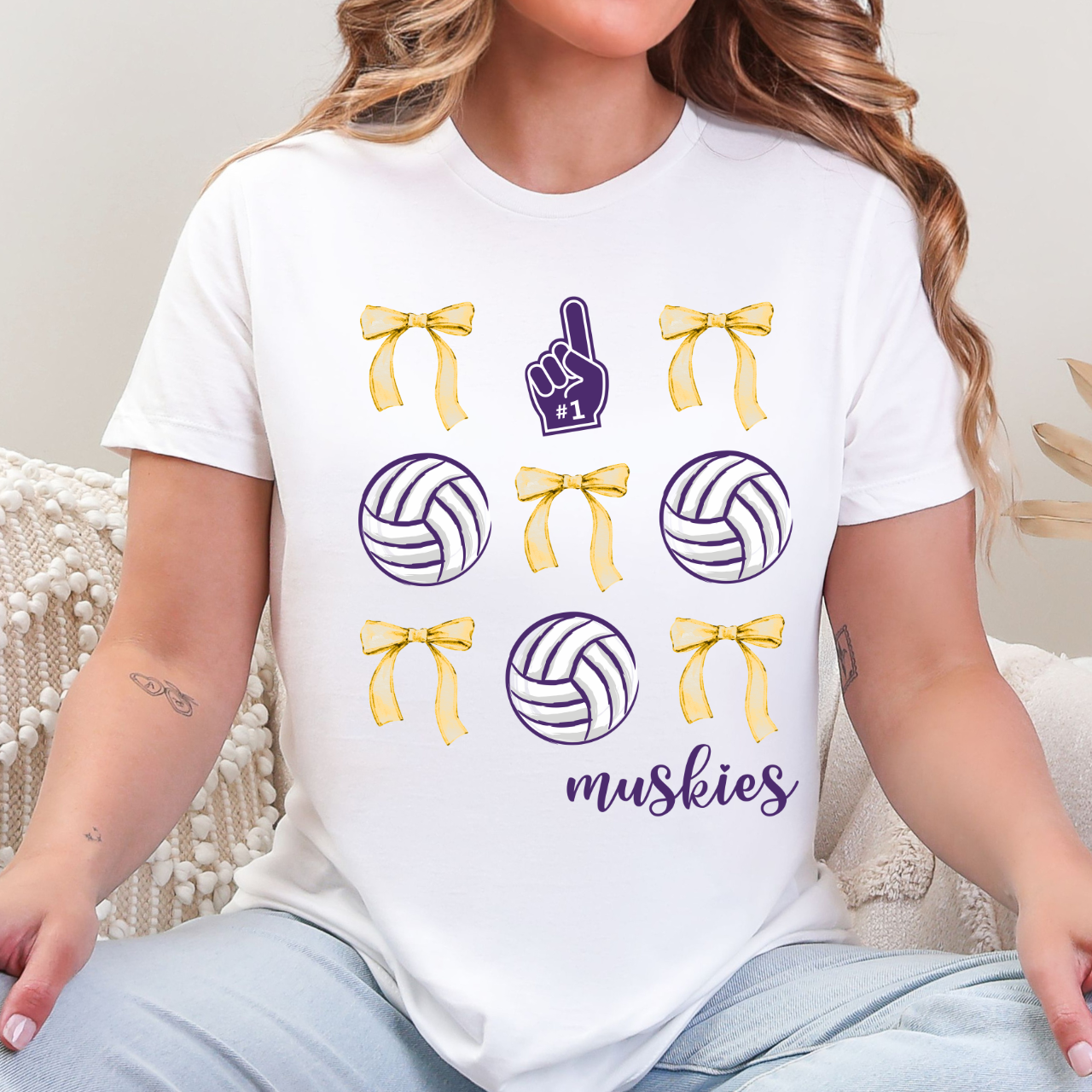 Muscatine Muskies Volleyballs and Bows Tees