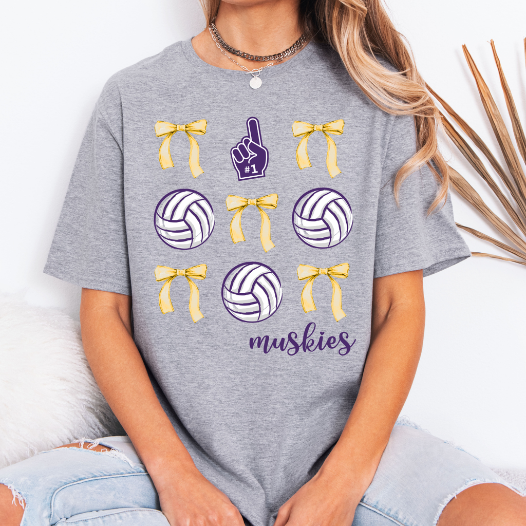 Muscatine Muskies Volleyballs and Bows Tees
