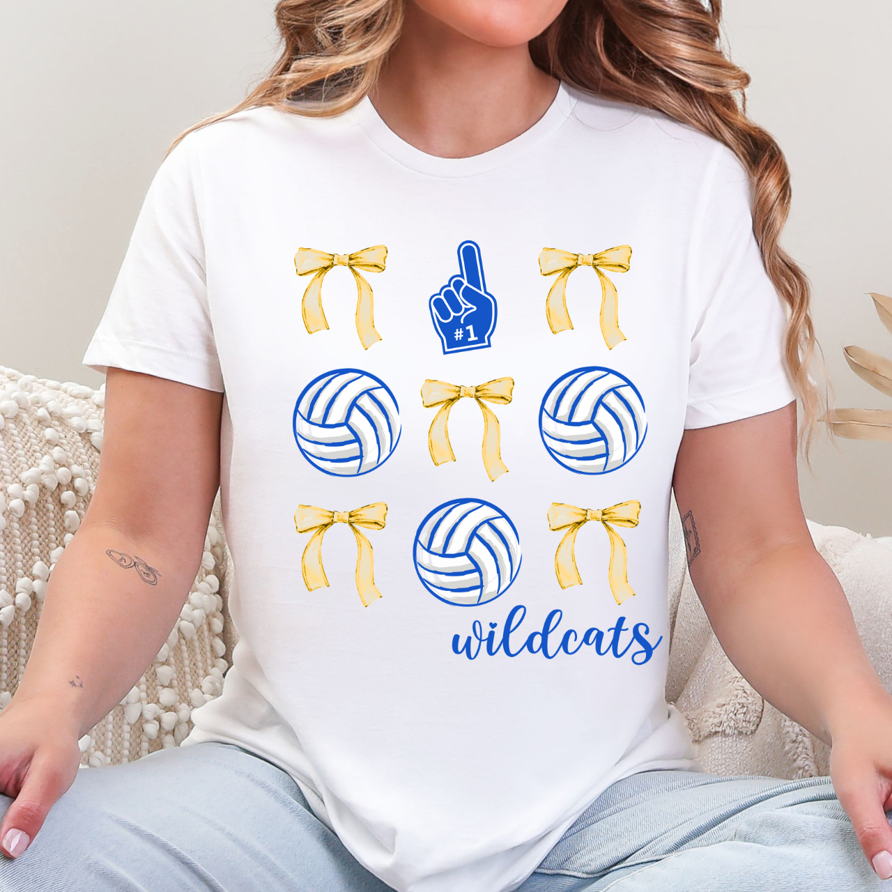 Durant Wildcats Volleyballs and Bows Tee