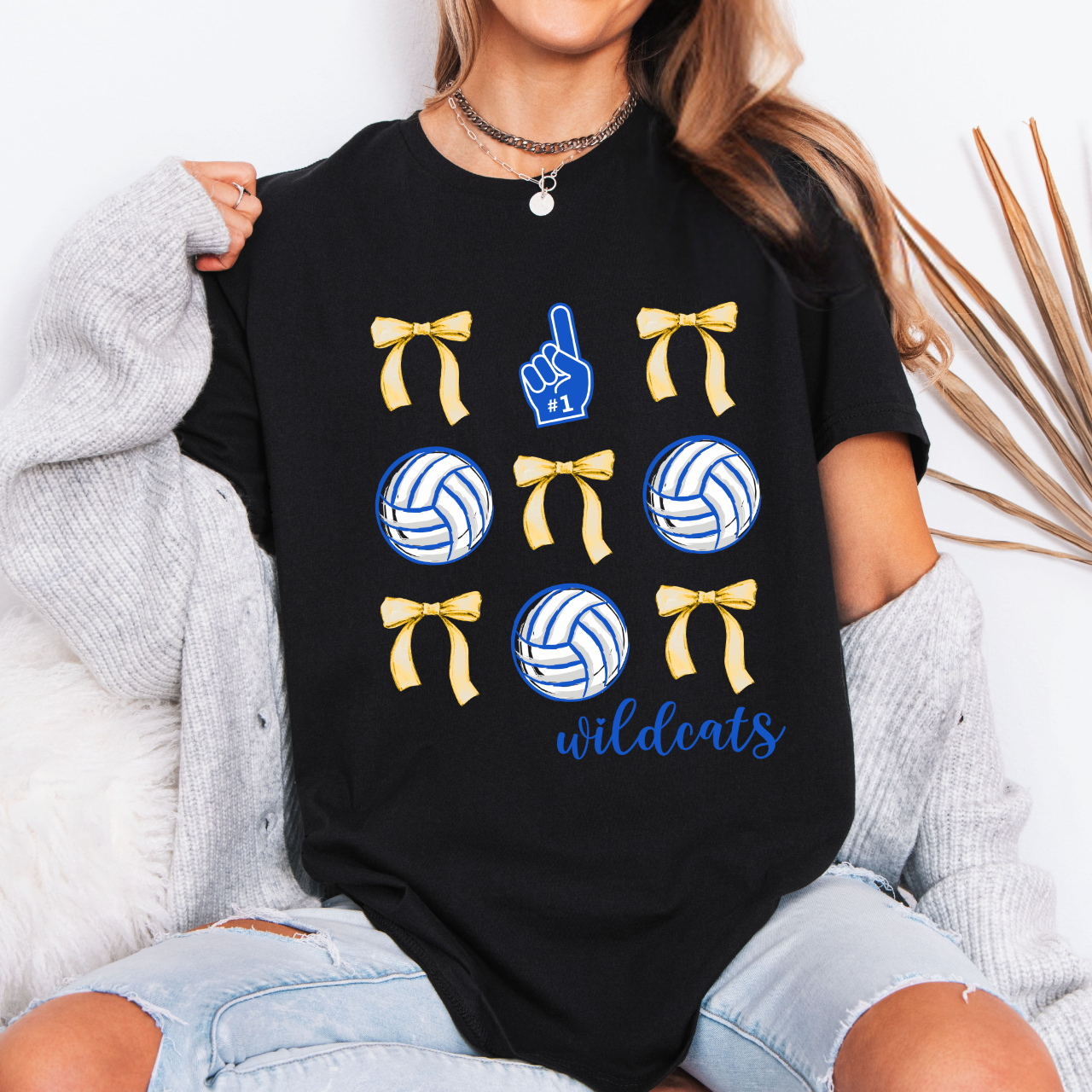 Durant Wildcats Volleyballs and Bows Tee