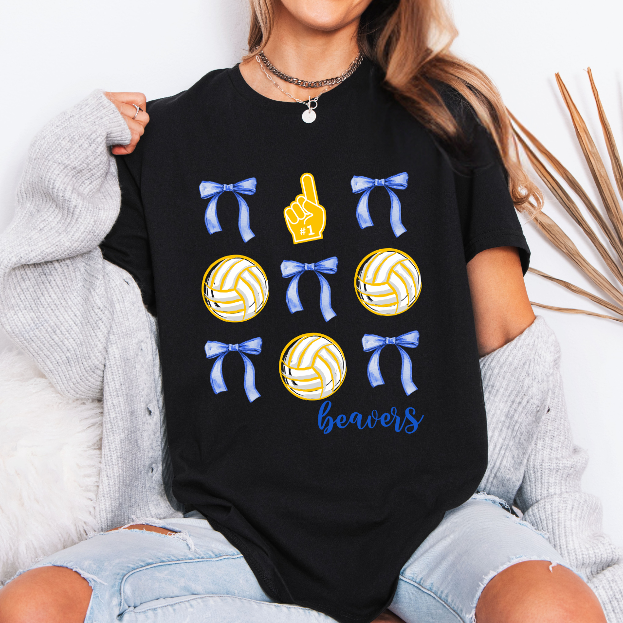 Wilton Beavers Volleyballs and Bows Tee