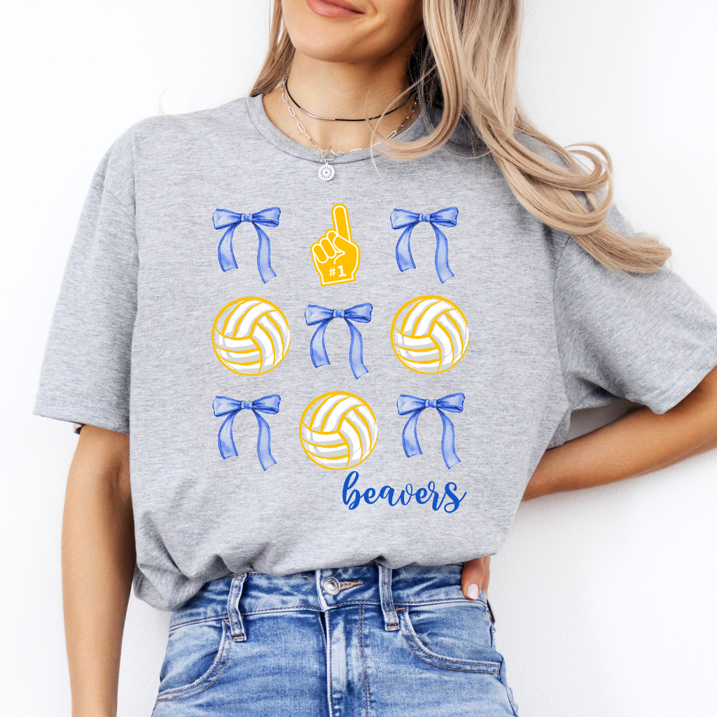 Wilton Beavers Volleyballs and Bows Tee