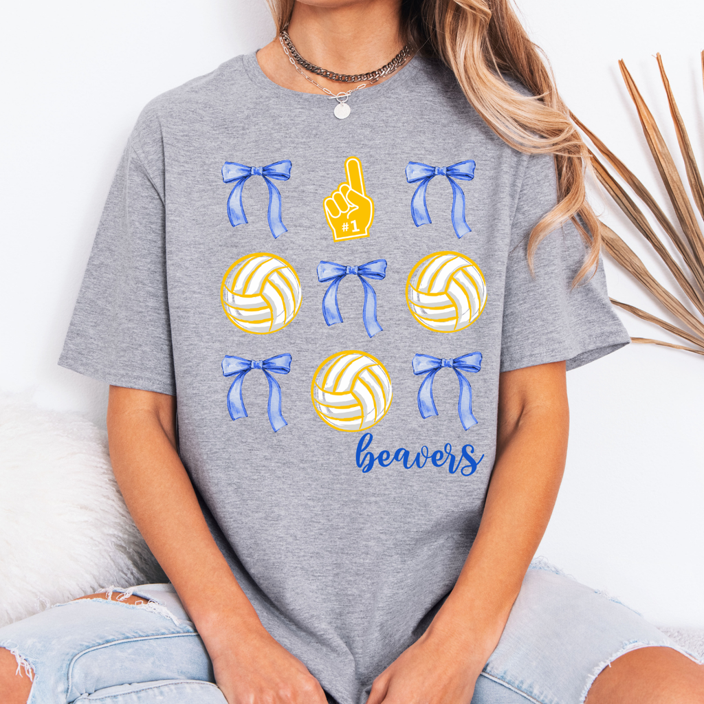 Wilton Beavers Volleyballs and Bows Tee