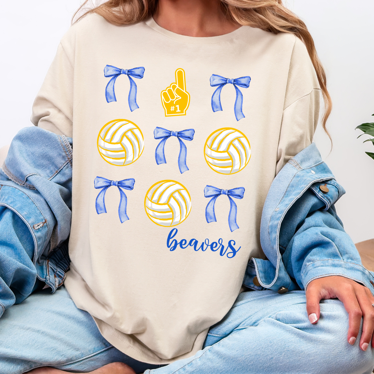 Wilton Beavers Volleyballs and Bows Tee