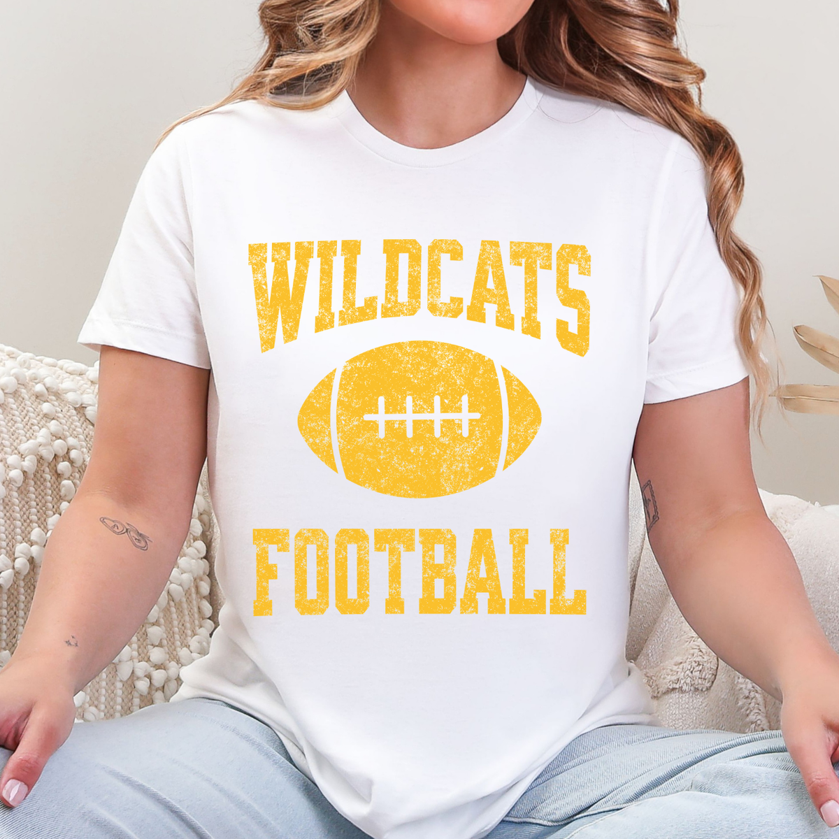 Durant Wildcats Football Tee (Gold)