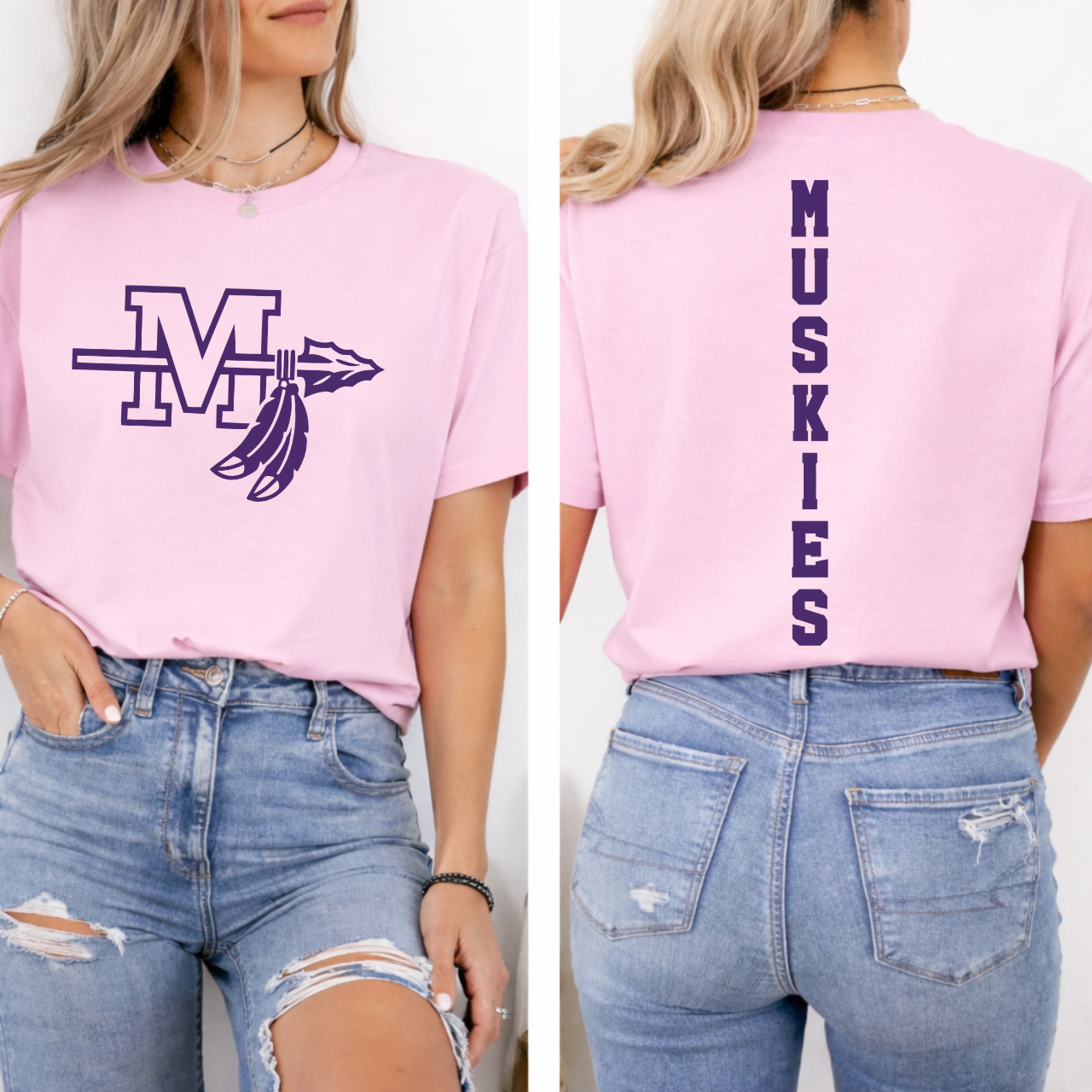 Muscatine Muskies Logo Front and Back Tee