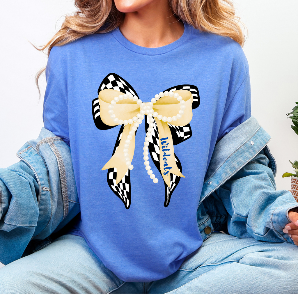 Durant Wildcats Bow with Pearls Tee