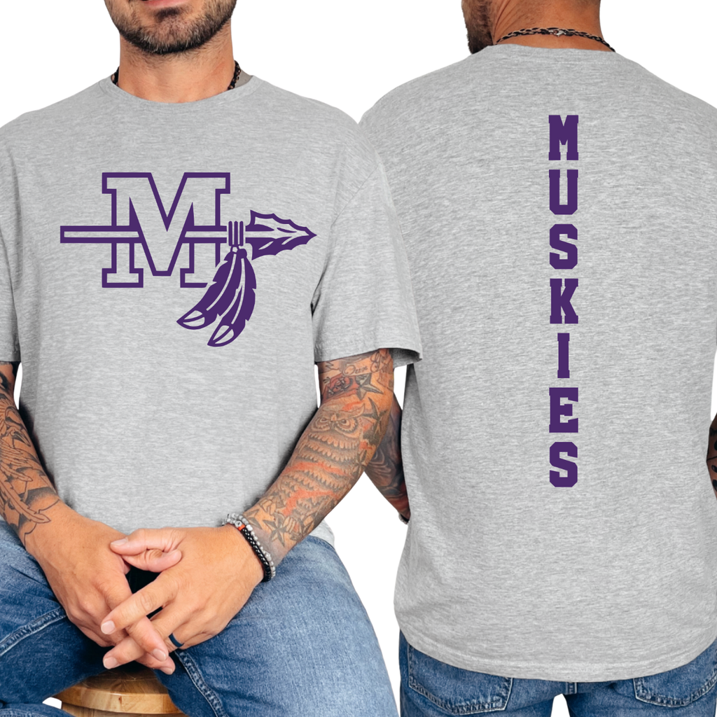 Muscatine Muskies Logo Front and Back Tee