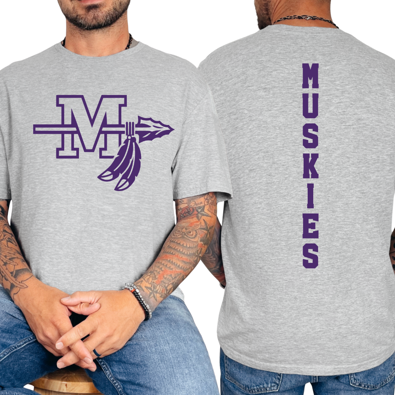 Muscatine Muskies Logo Front and Back Tee