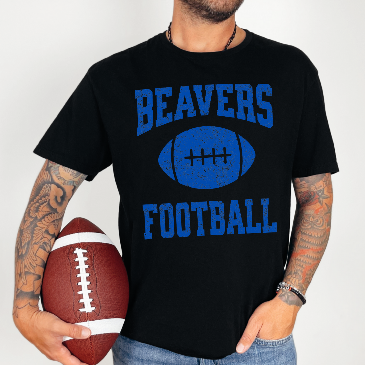 Wilton Beavers Football Tee (blue)