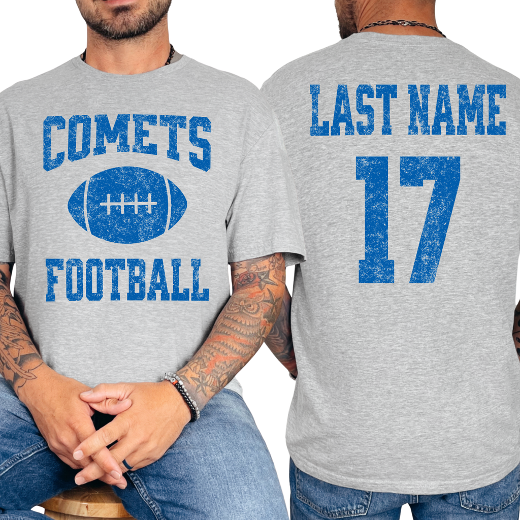 West Liberty Comets Personalized Name and Number Football Tee