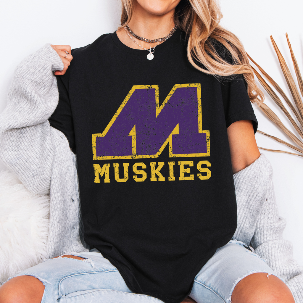 Muscatine Distressed Logo Tee