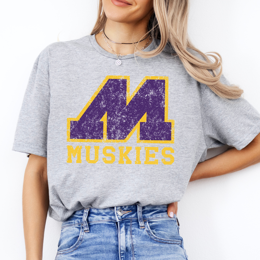 Muscatine Distressed Logo Tee