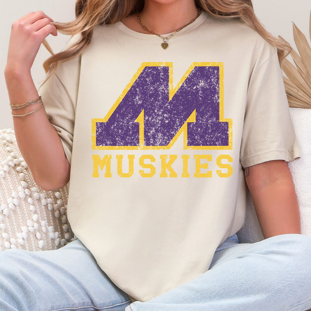 Muscatine Distressed Logo Tee