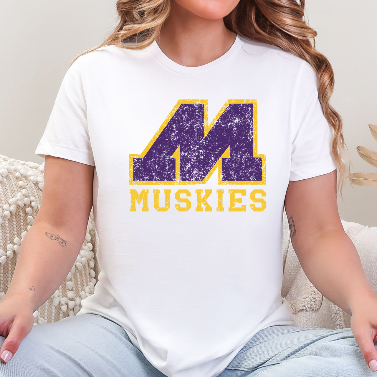 Muscatine Distressed Logo Tee
