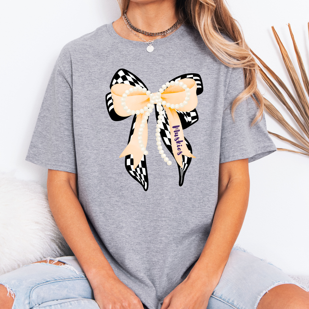 Muscatine Muskies Checkered Bow Tee