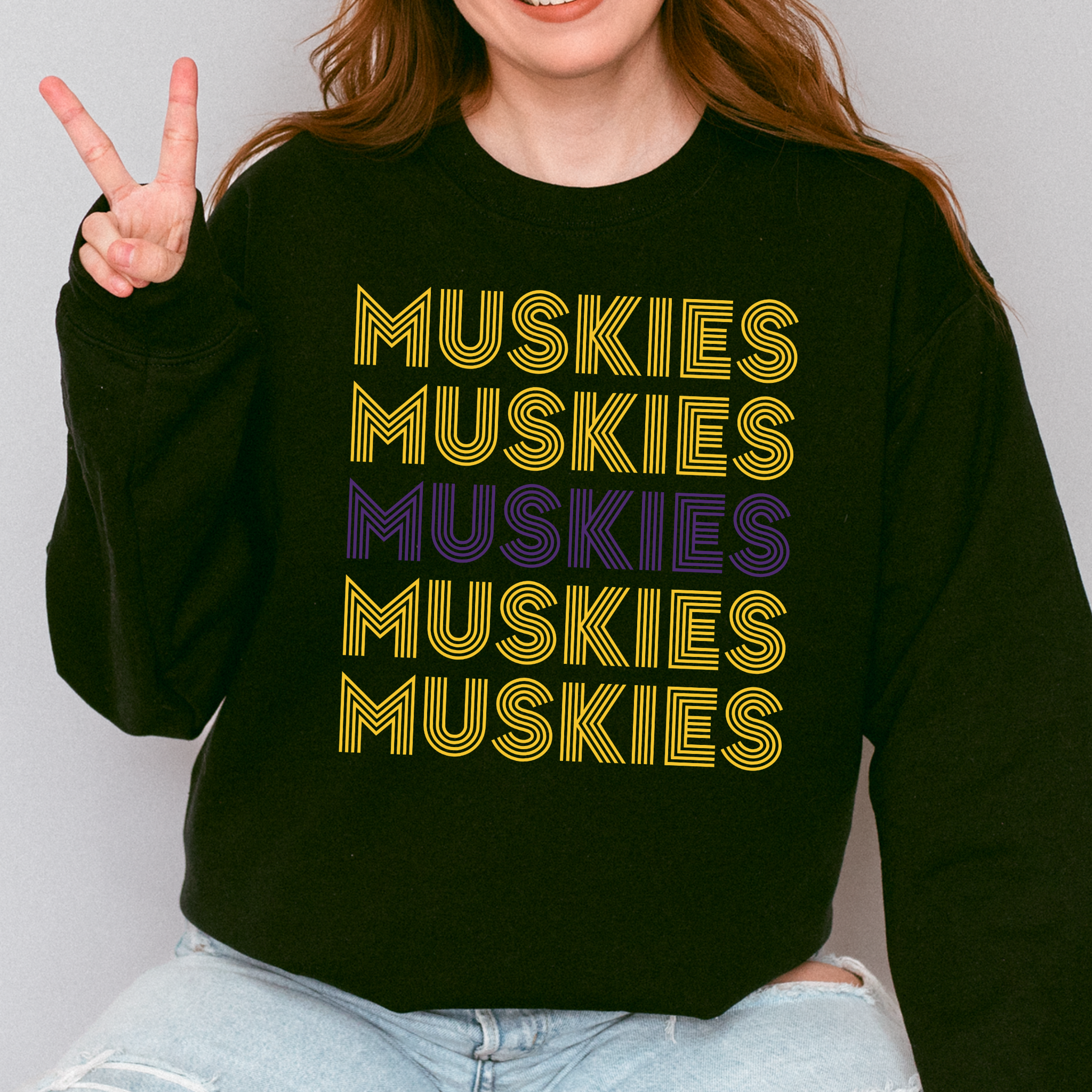 Muscatine Muskies Stacked Repeat Crewneck