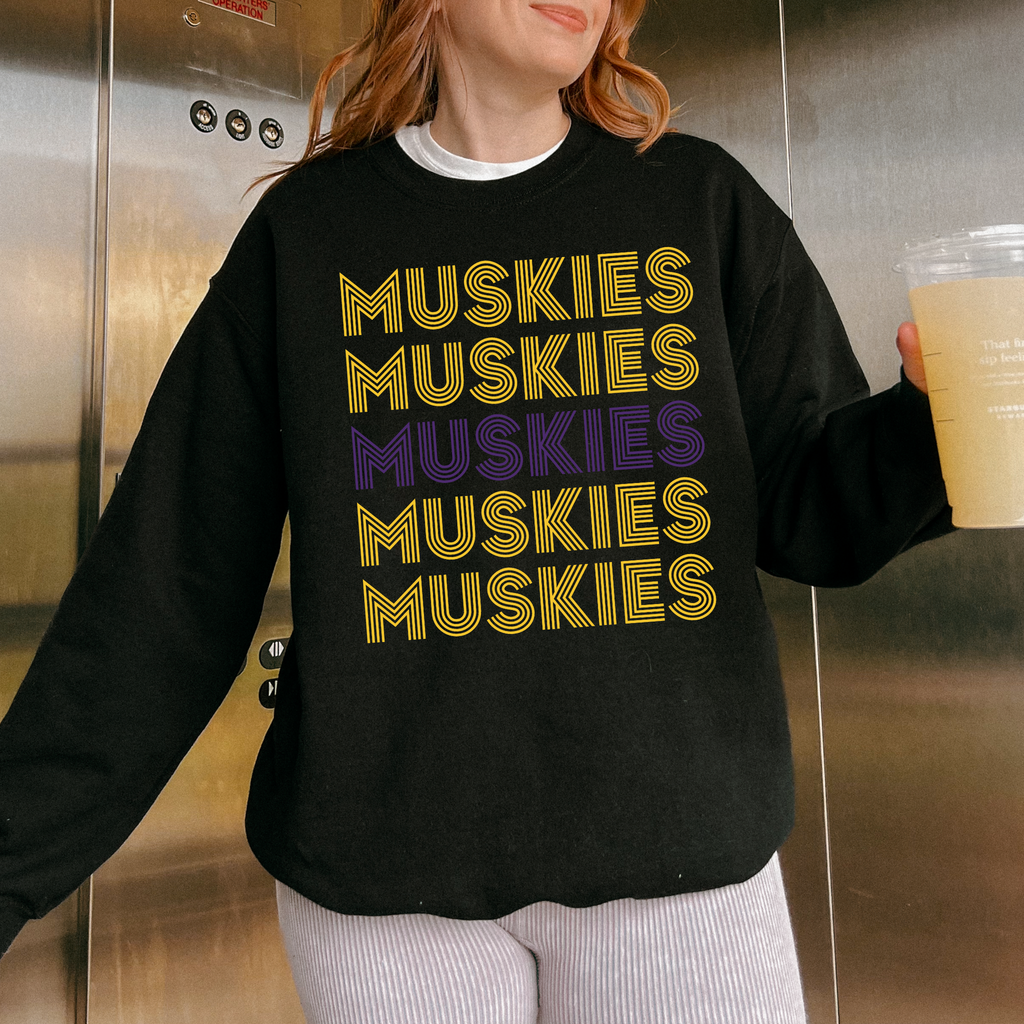 Muscatine Muskies Stacked Repeat Crewneck