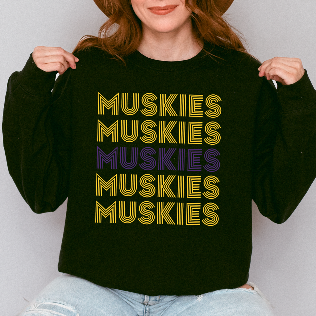 Muscatine Muskies Stacked Repeat Crewneck
