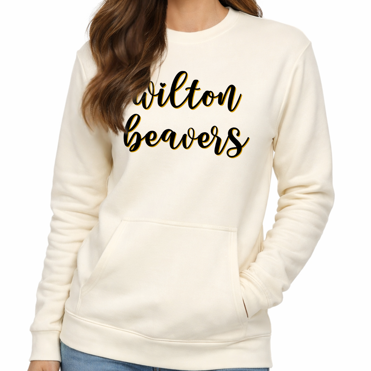 Wilton Beavers Handwritten Script Pocket Crew