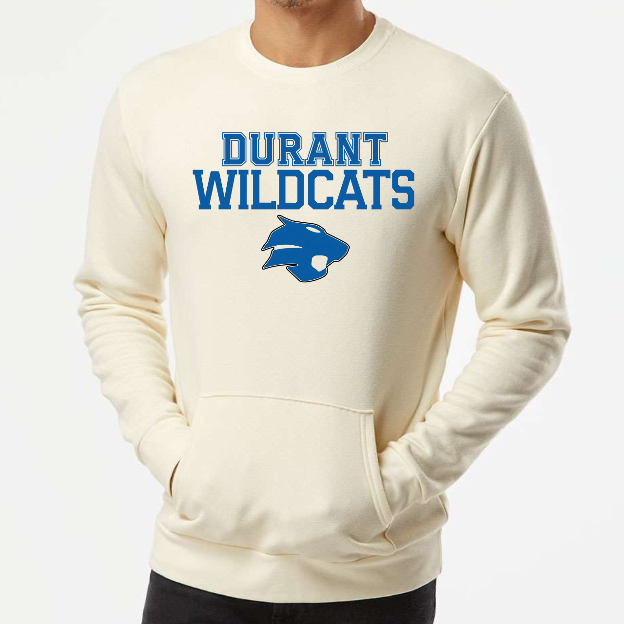 Durant Wildcats Stacked Logo Pocket Crew