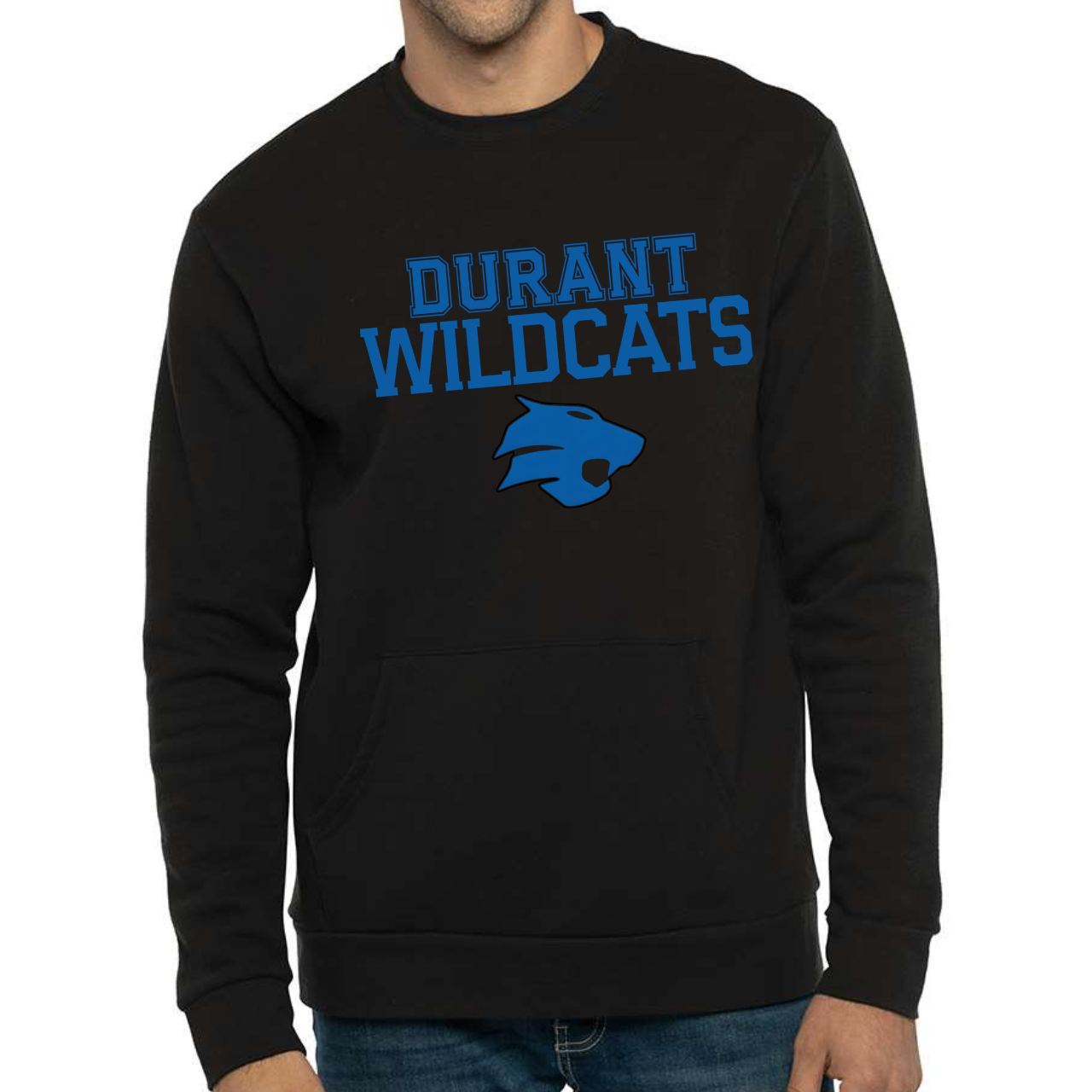 Durant Wildcats Stacked Logo Pocket Crew