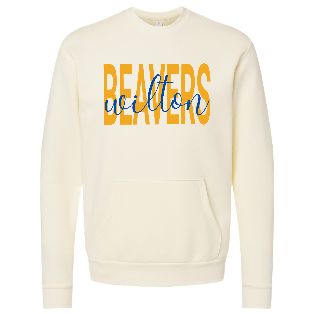 Wilton Beavers Layered Script Pocket Crew