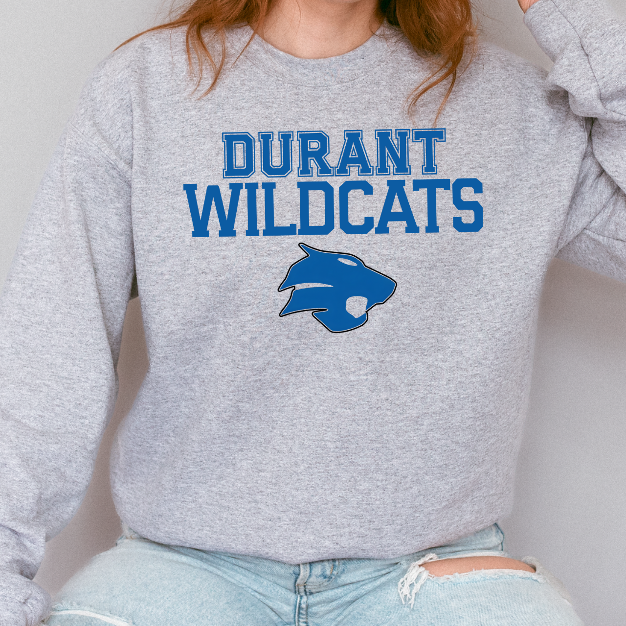 Durant Wildcats Mascot Crewneck