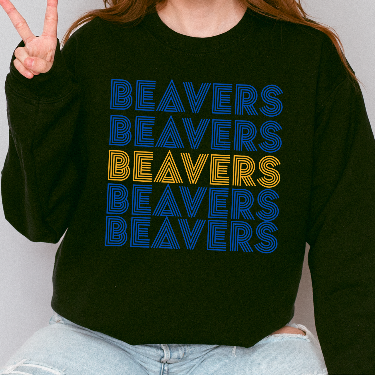 Wilton Beavers Retro Stacked Crewneck