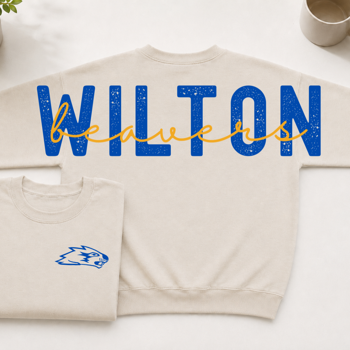 Wilton Beavers BIG BACK Team and Mascot Crewneck