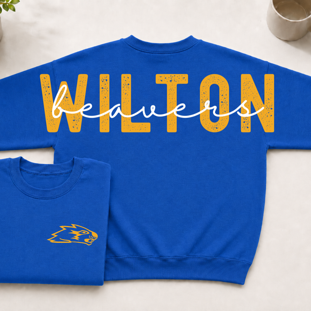 Wilton Beavers BIG BACK Team and Mascot Crewneck