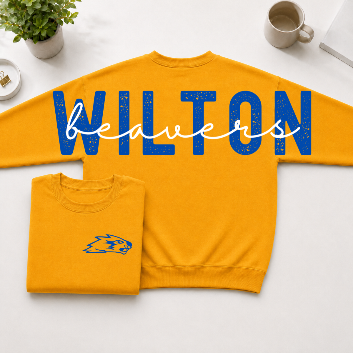 Wilton Beavers BIG BACK Team and Mascot Crewneck