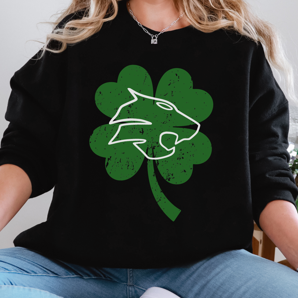 Durant Wildcats - Wildcats Shamrock Crewneck in Black