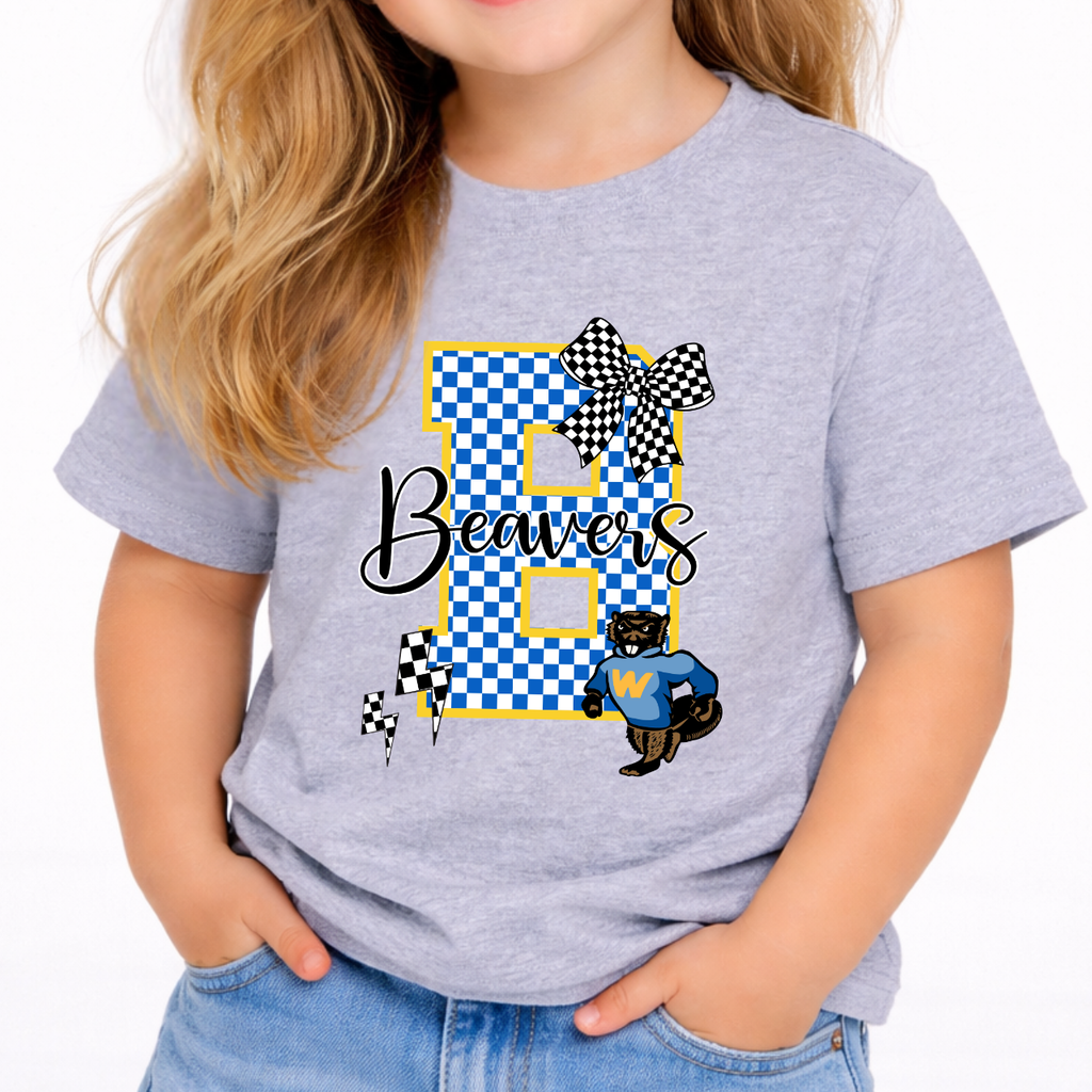 Beavers Checkered Initial Toddler Tee