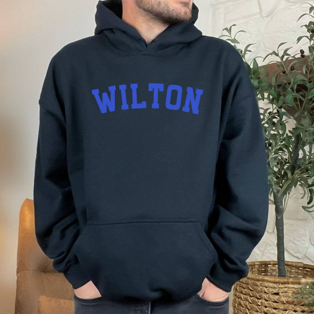 “WILTON” Varsity Hoodie - Blue Letters