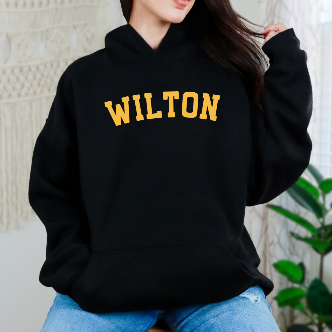 “WILTON” Varsity Hoodie - Yellow Letters