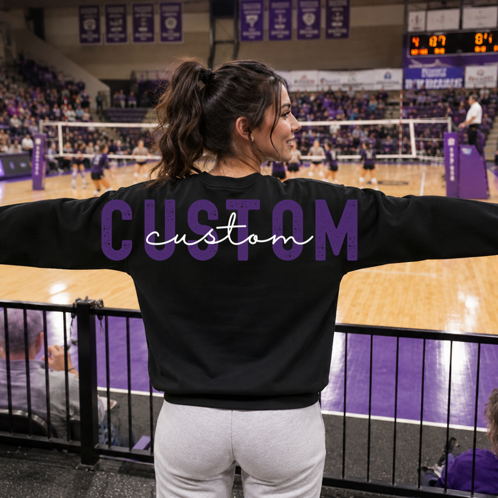 Custom Team Name Big Back Crewneck Sweatshirt with Front Chest Print