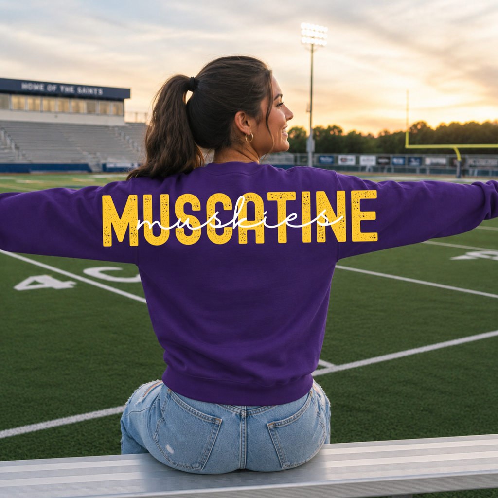 Custom Team Name Big Back Crewneck Sweatshirt with Front Chest Print