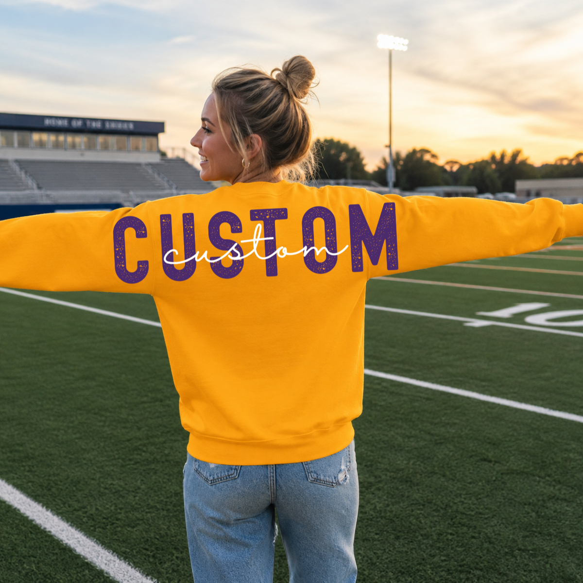 Custom Team Name Big Back Crewneck Sweatshirt with Front Chest Print