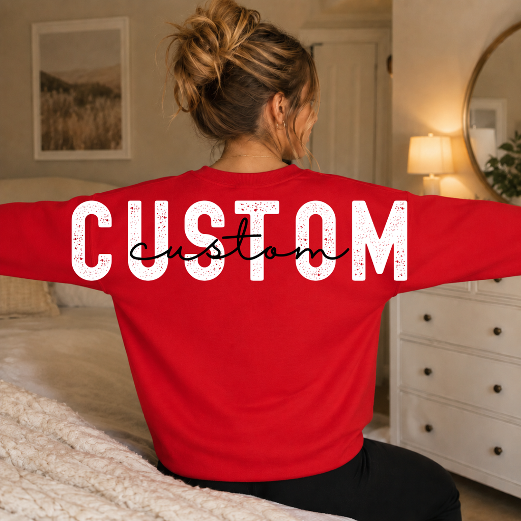 Custom Team Name Big Back Crewneck Sweatshirt with Front Chest Print