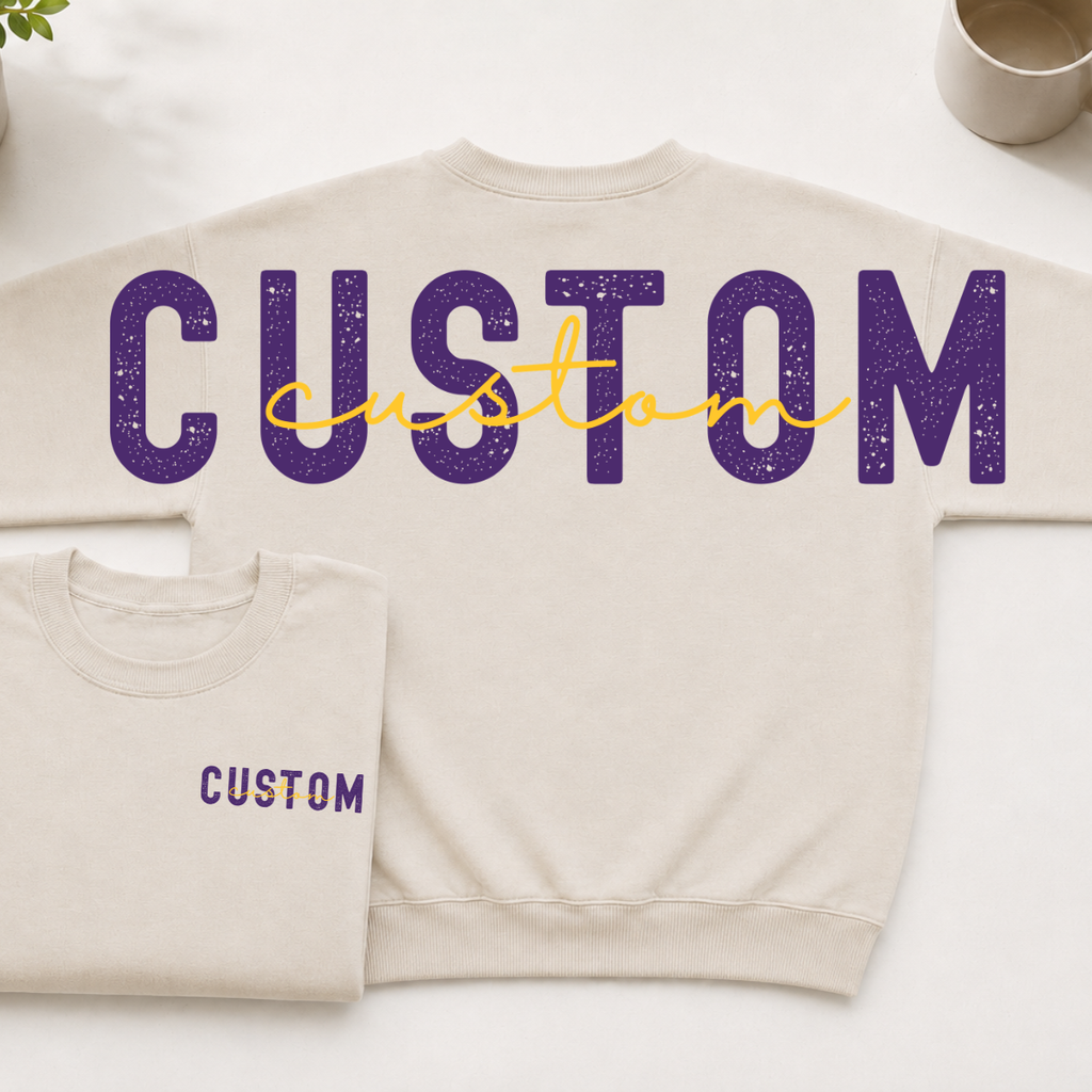 Custom Team Name Big Back Crewneck Sweatshirt with Front Chest Print