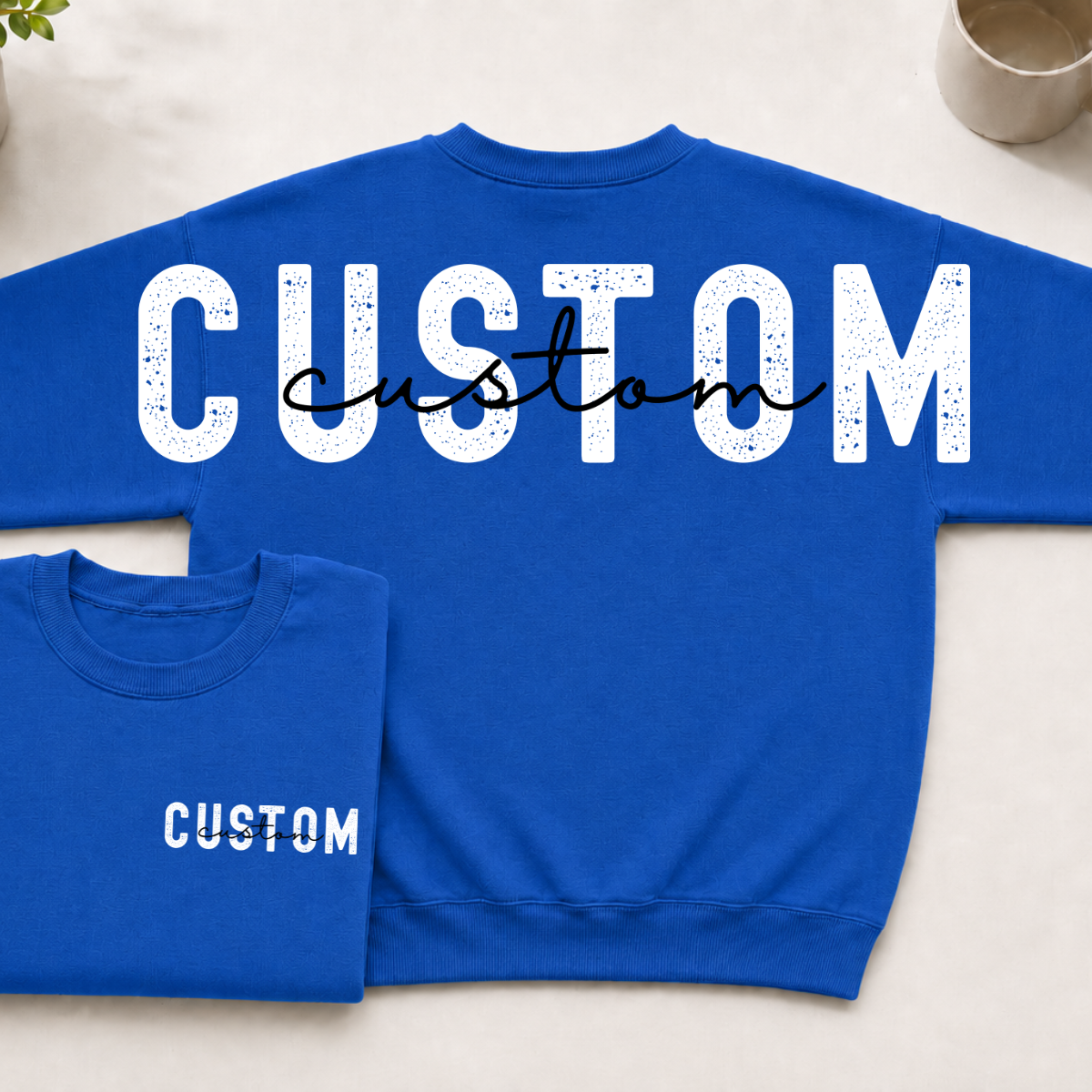 Custom Team Name Big Back Crewneck Sweatshirt with Front Chest Print