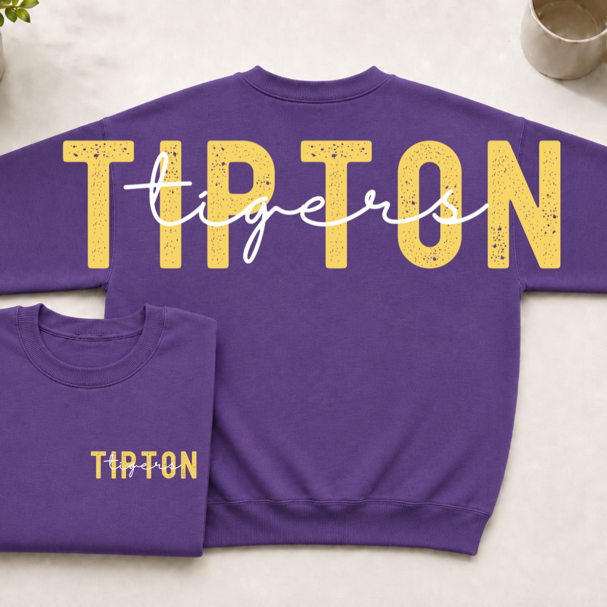 Custom Team Name Big Back Crewneck Sweatshirt with Front Chest Print