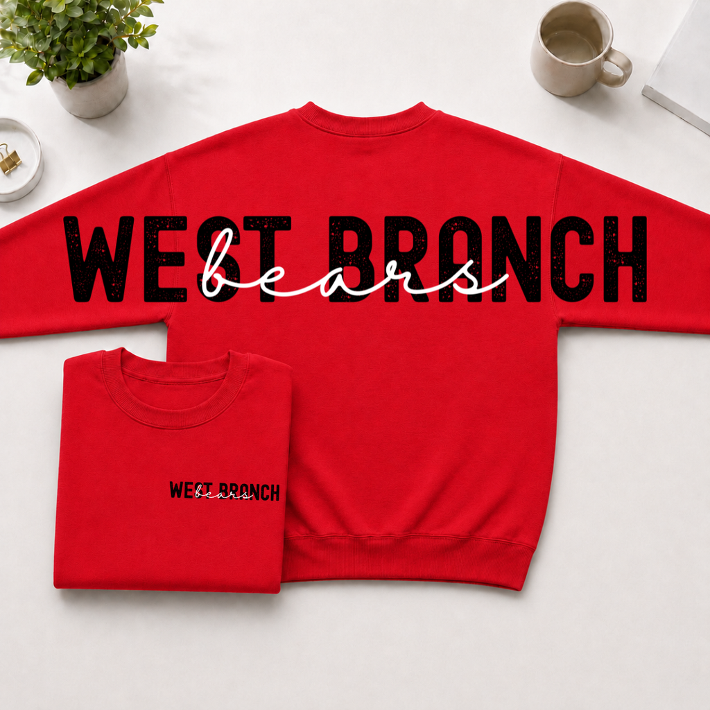 Custom Team Name Big Back Crewneck Sweatshirt with Front Chest Print