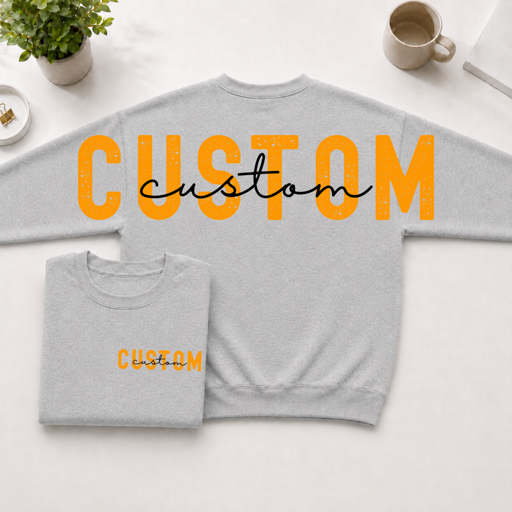 Custom Team Name Big Back Crewneck Sweatshirt with Front Chest Print