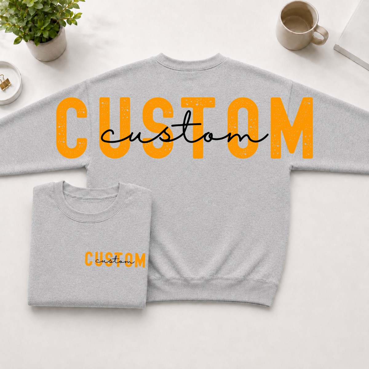 Custom Team Name Big Back Crewneck Sweatshirt with Front Chest Print